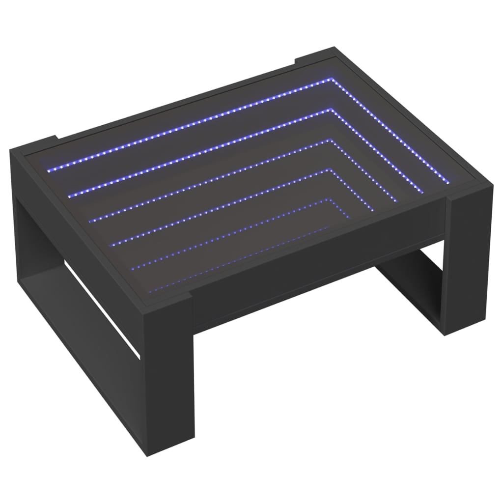 Table basse avec LED infini noir 70x53x30 cm - XIOS
