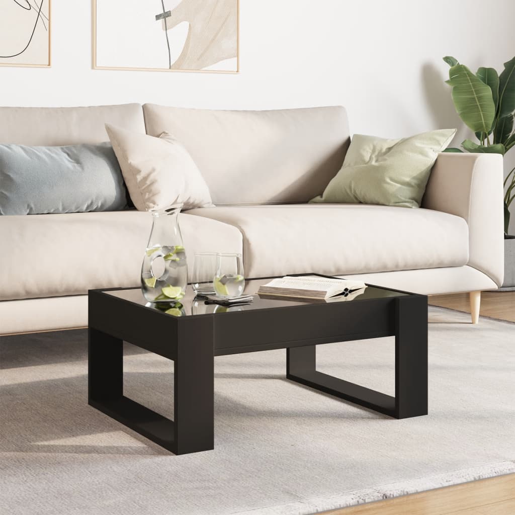 Table basse avec LED infini noir 70x53x30 cm - XIOS