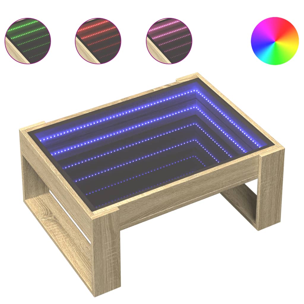 Table basse avec LED infini chêne sonoma 70x53x30 cm - XIOS