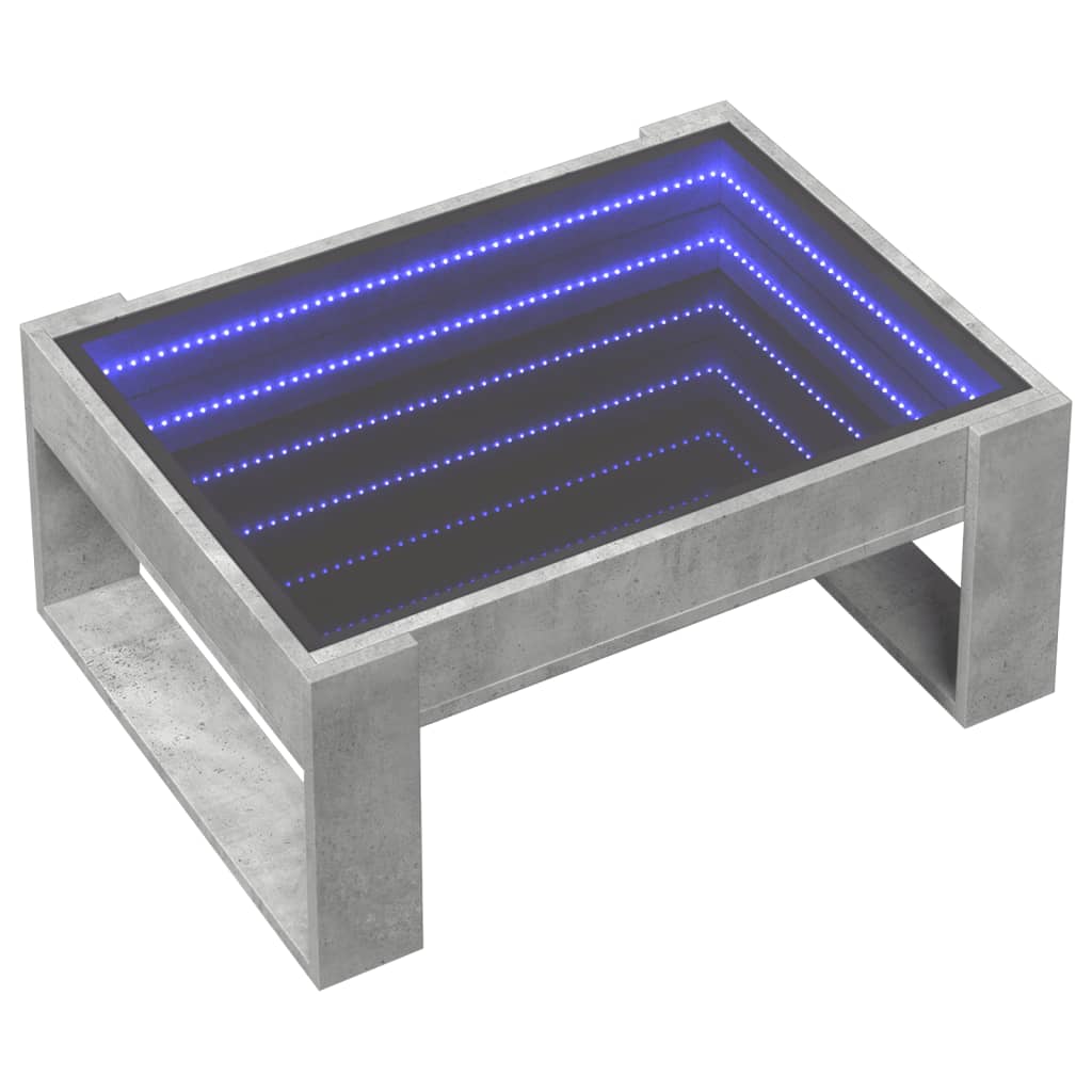 Table basse avec LED infini gris béton 70x53x30 cm - XIOS
