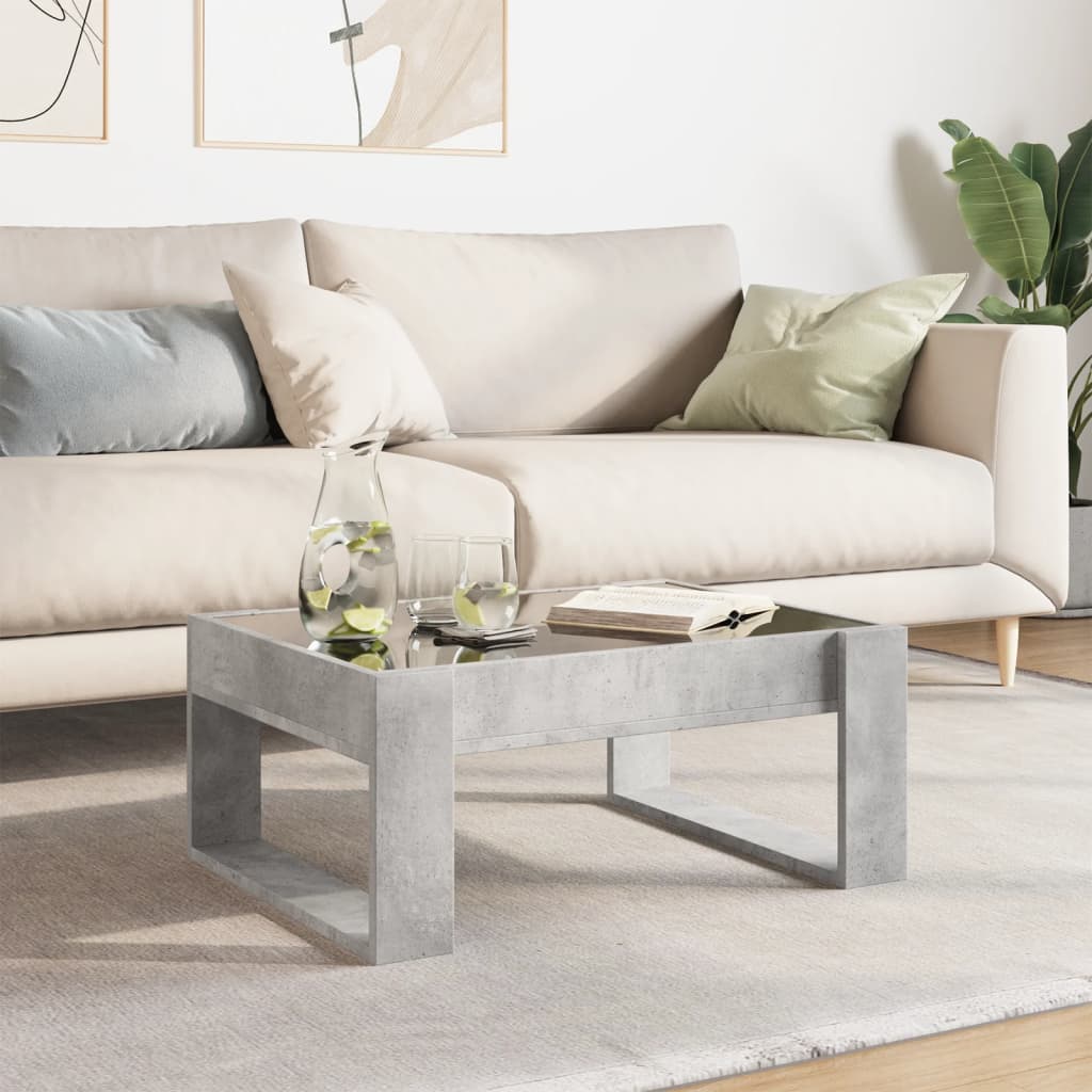 Table basse avec LED infini gris béton 70x53x30 cm - XIOS