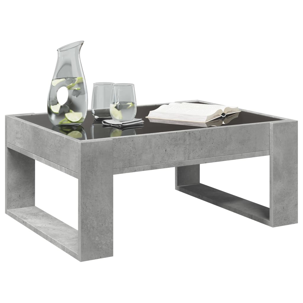 Table basse avec LED infini gris béton 70x53x30 cm - XIOS