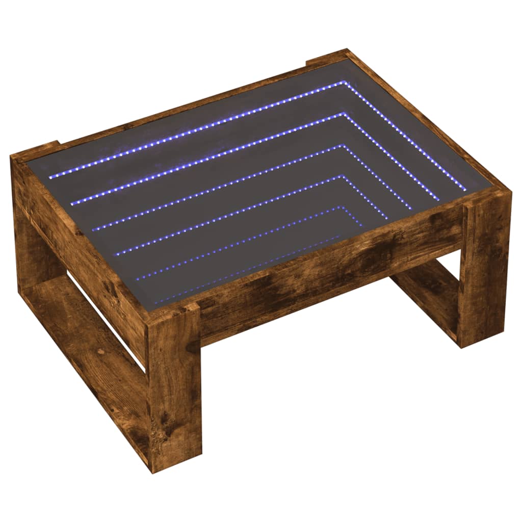 Table basse avec LED infini chêne fumé 70x53x30 cm - XIOS
