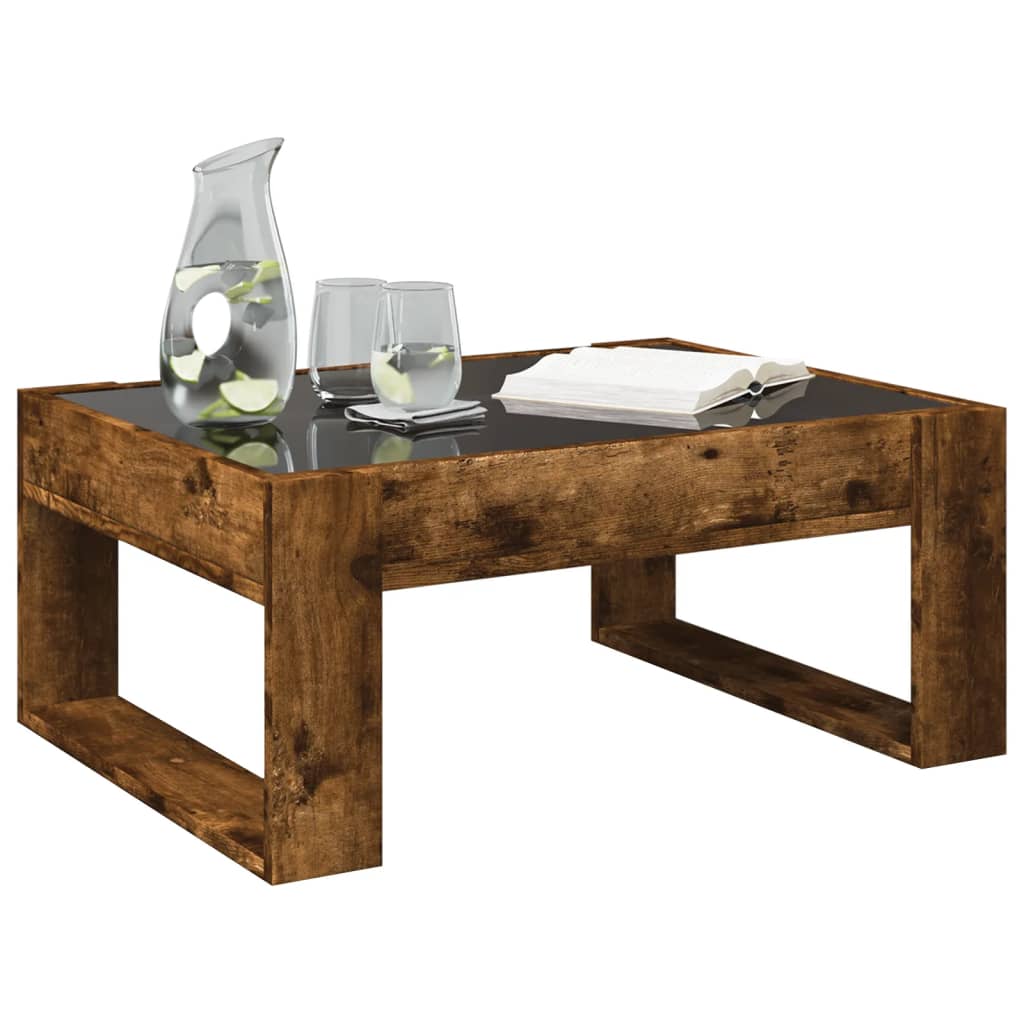 Table basse avec LED infini chêne fumé 70x53x30 cm - XIOS