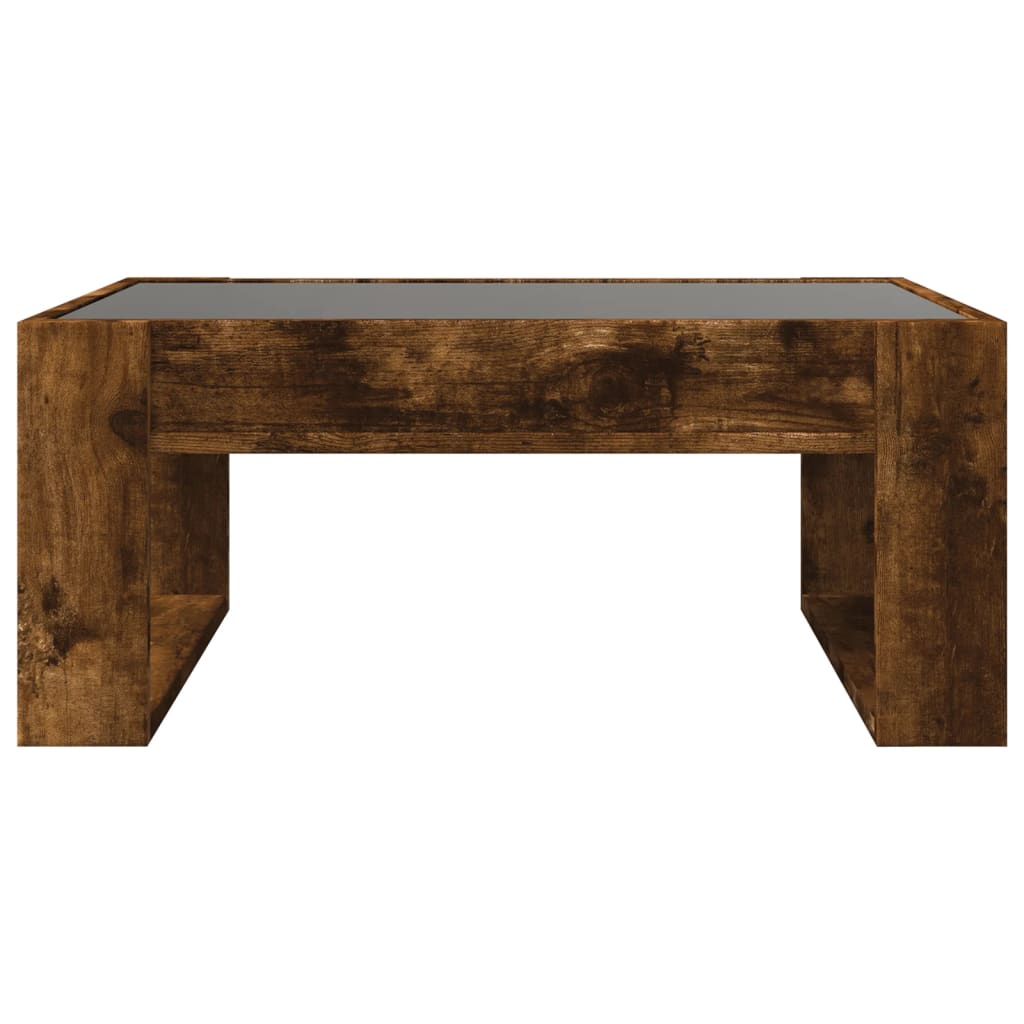 Table basse avec LED infini chêne fumé 70x53x30 cm - XIOS