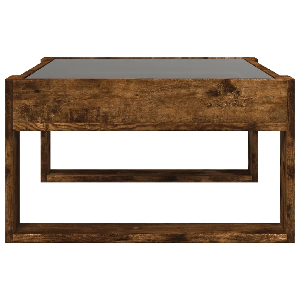 Table basse avec LED infini chêne fumé 70x53x30 cm - XIOS