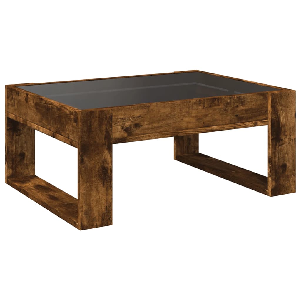 Table basse avec LED infini chêne fumé 70x53x30 cm - XIOS
