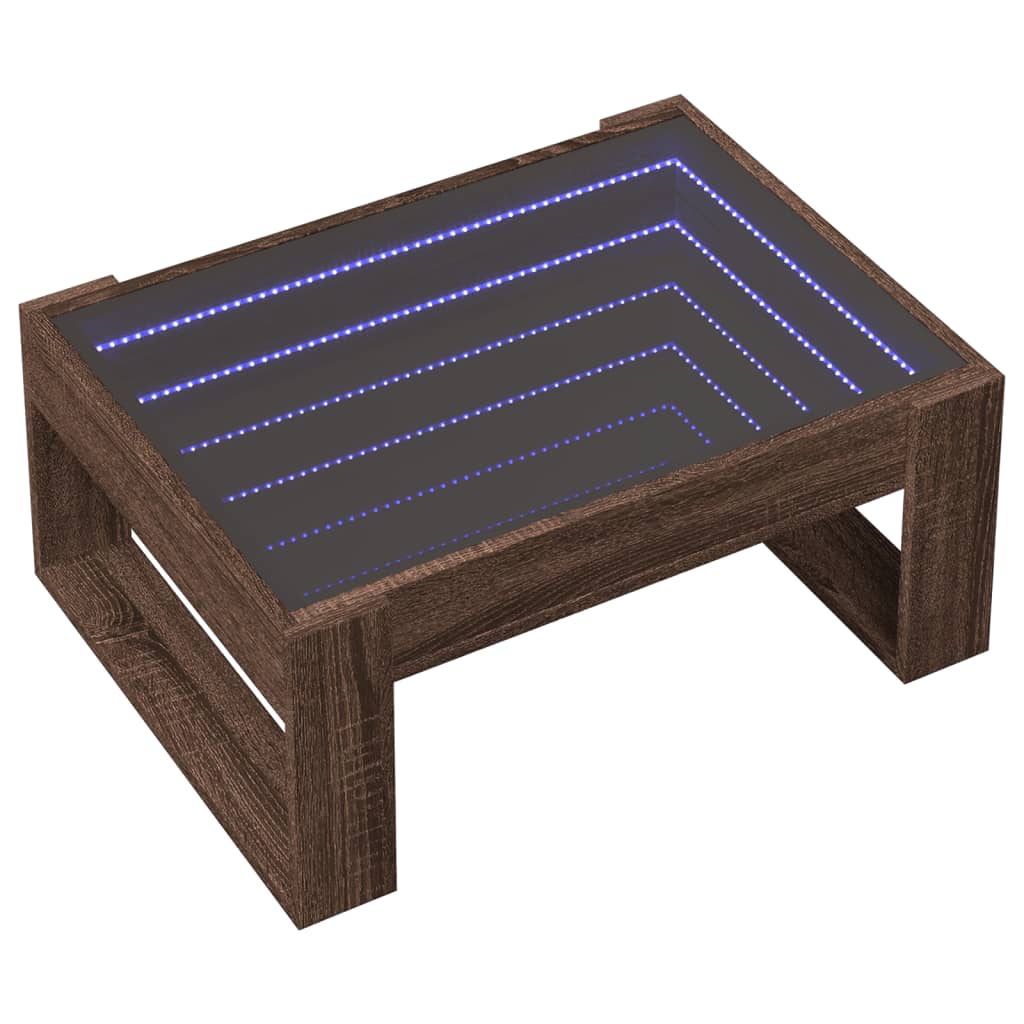 Table basse avec LED infini chêne marron 70x53x30 cm - XIOS