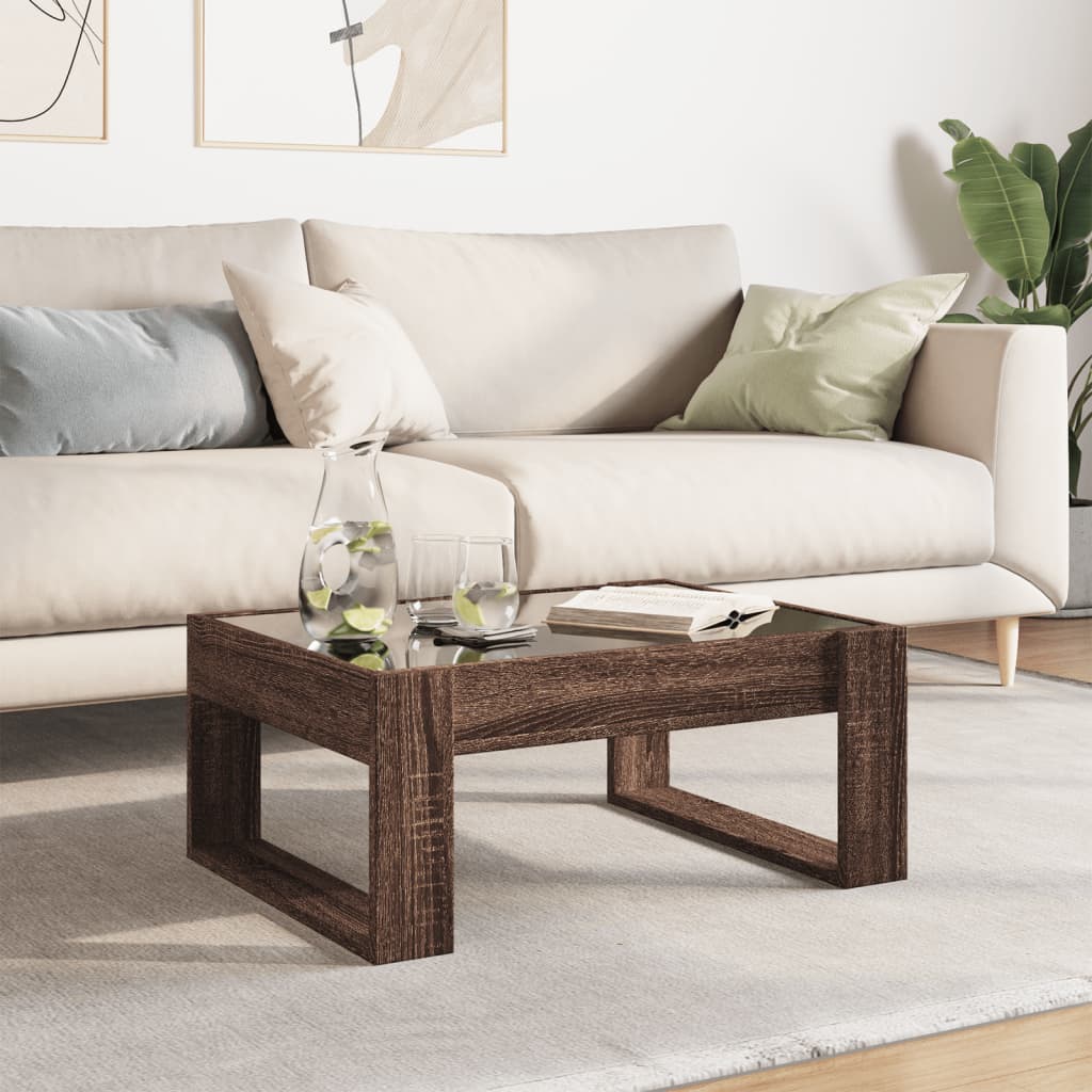 Table basse avec LED infini chêne marron 70x53x30 cm - XIOS
