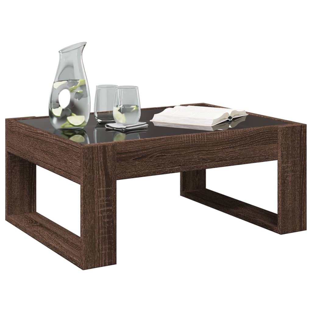 Table basse avec LED infini chêne marron 70x53x30 cm - XIOS