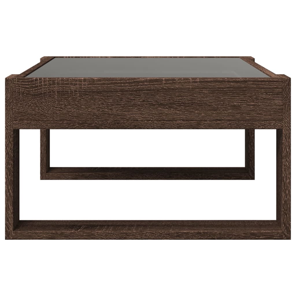Table basse avec LED infini chêne marron 70x53x30 cm - XIOS