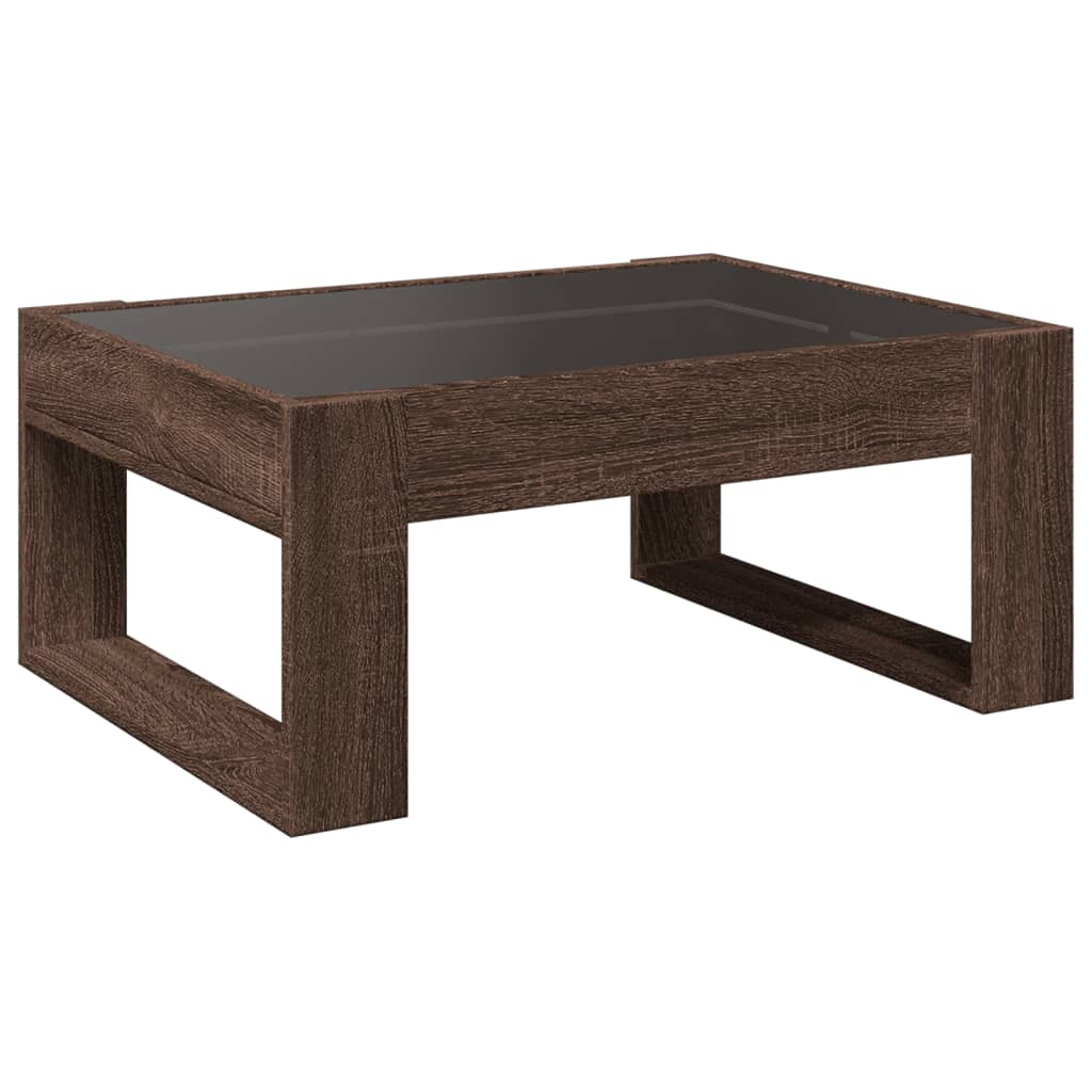 Table basse avec LED infini chêne marron 70x53x30 cm - XIOS