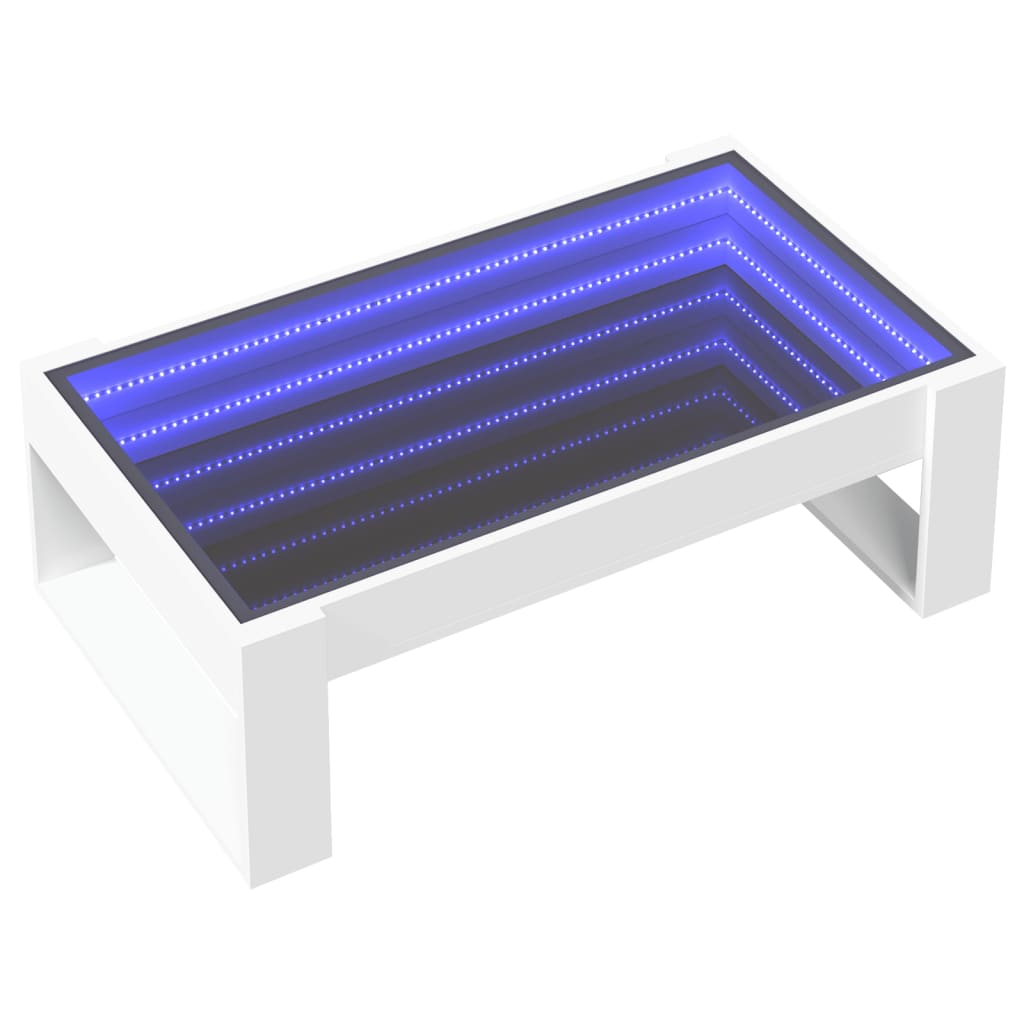 Table basse avec LED infini blanc 90x53x30 cm XIOS
