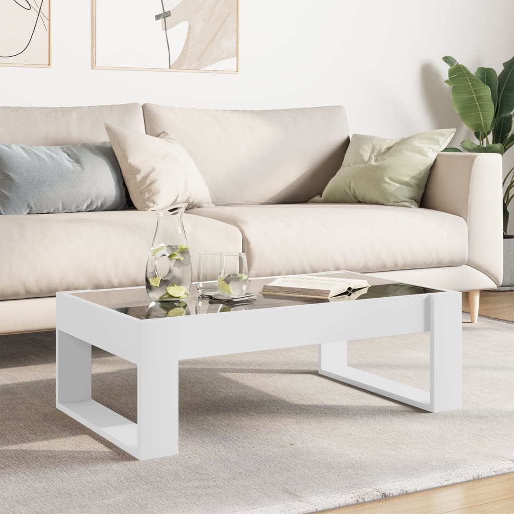 Table basse avec LED infini blanc 90x53x30 cm XIOS