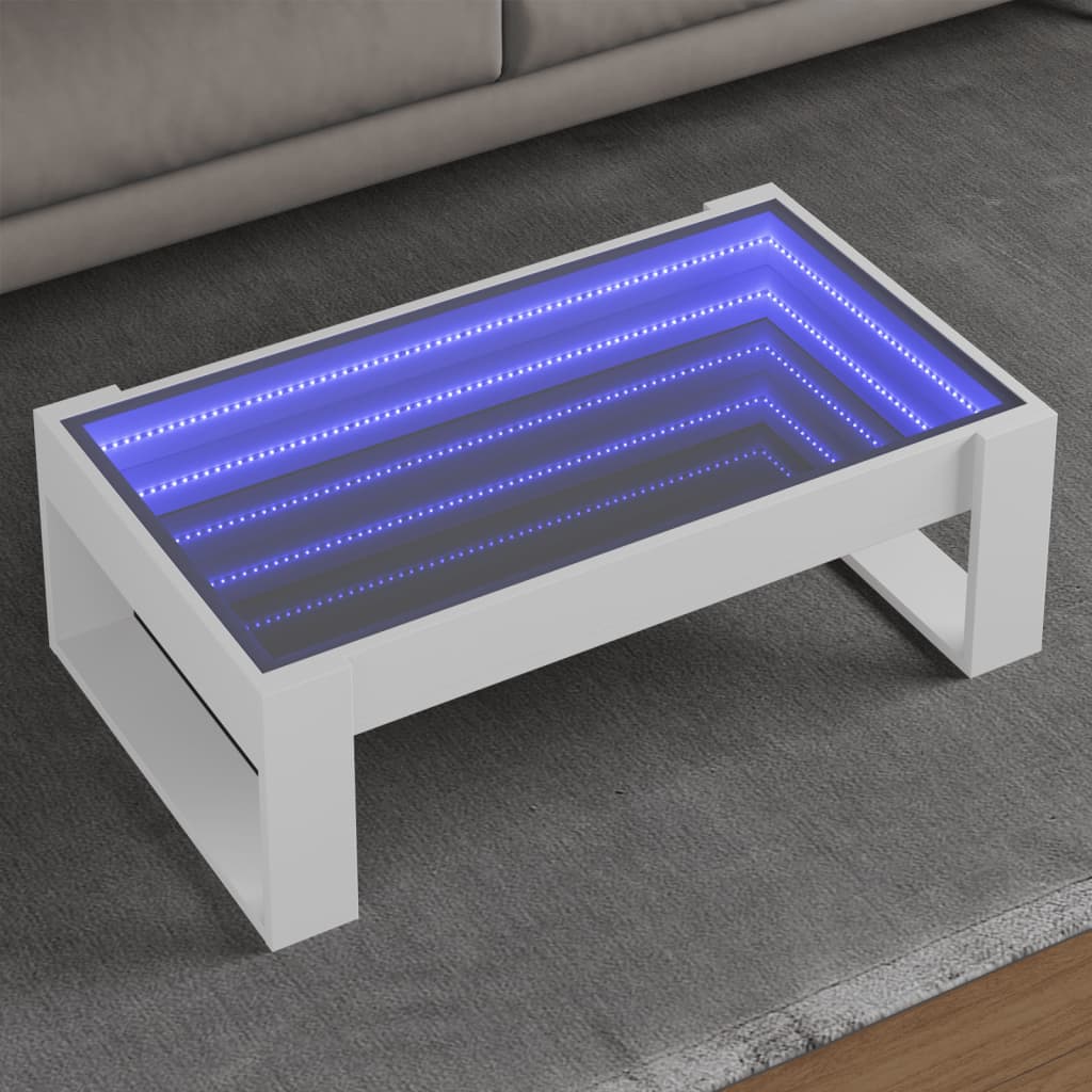 Table basse avec LED infini blanc 90x53x30 cm XIOS
