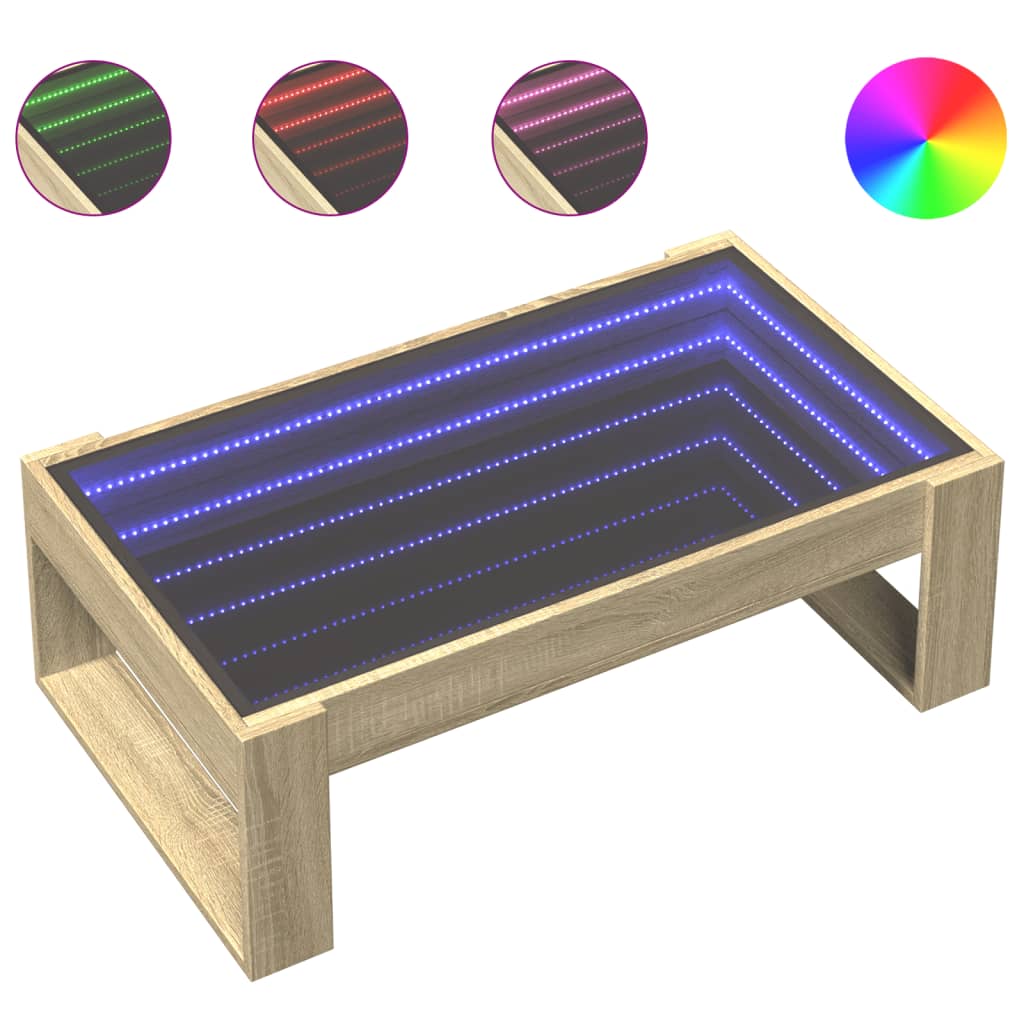 Table basse avec LED infini chêne sonoma 90x53x30 cm XIOS