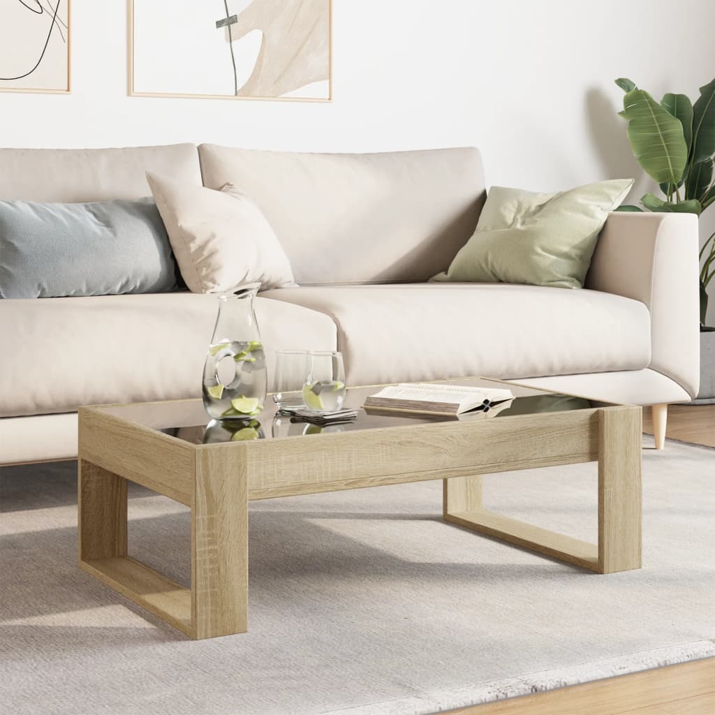 Table basse avec LED infini chêne sonoma 90x53x30 cm XIOS
