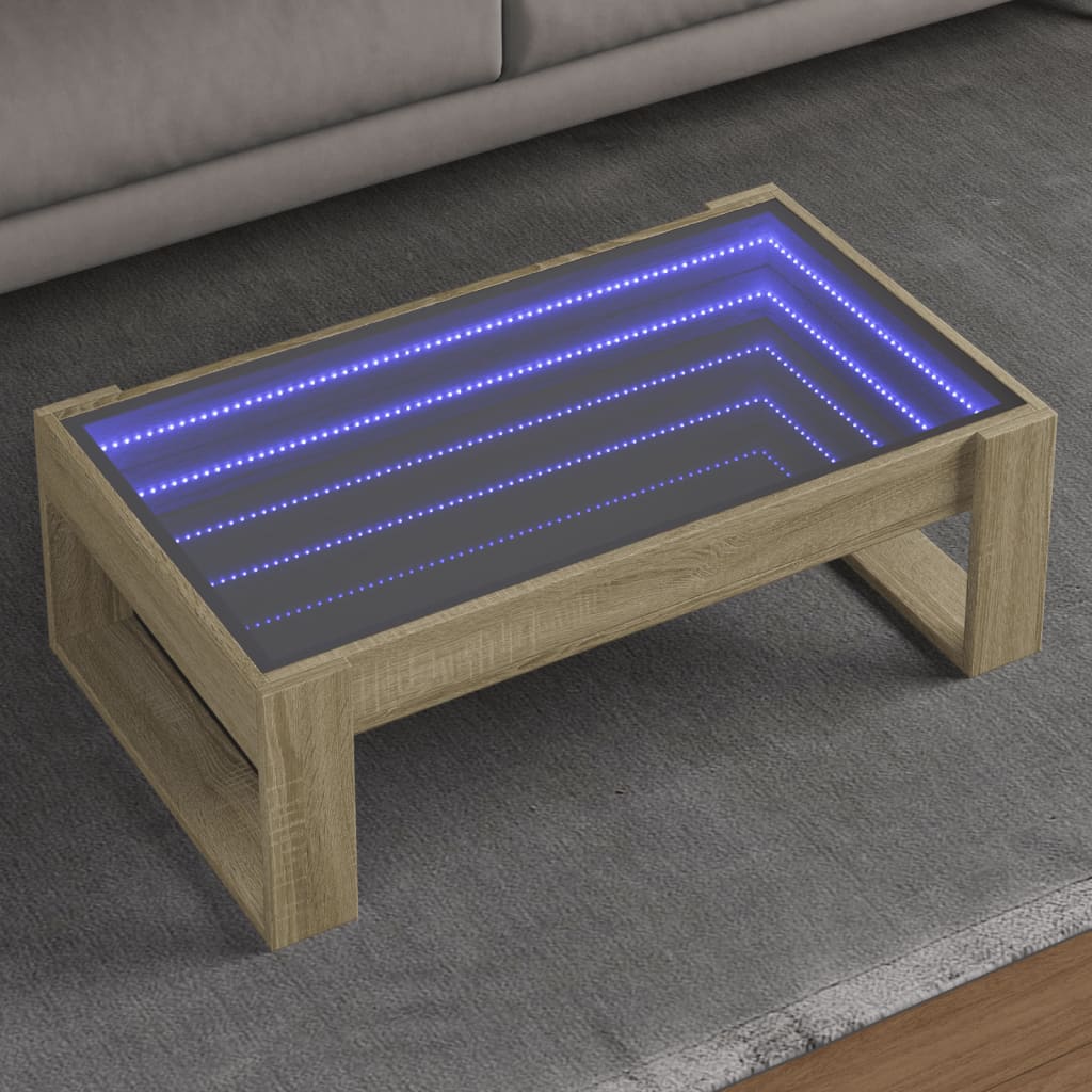 Table basse avec LED infini chêne sonoma 90x53x30 cm XIOS