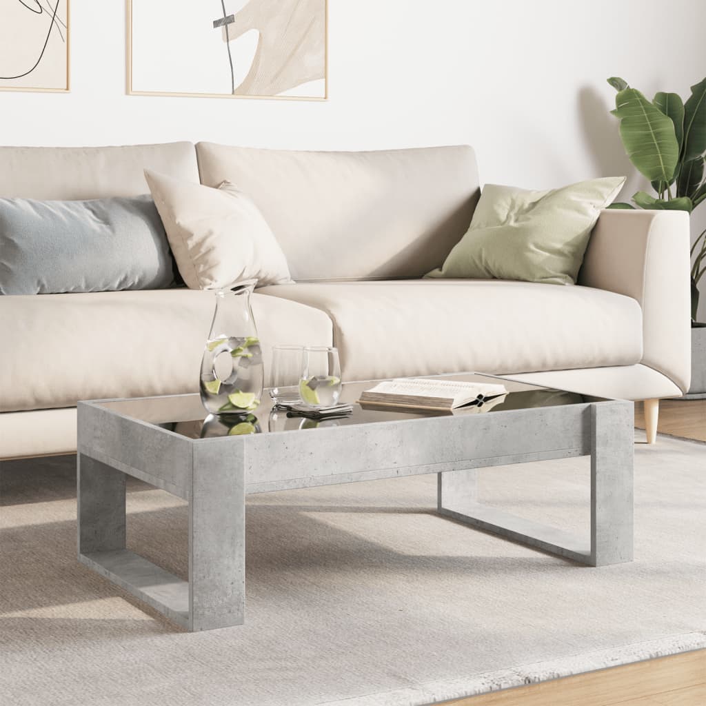 Table basse avec LED infini gris béton 90x53x30 cm - XIOS