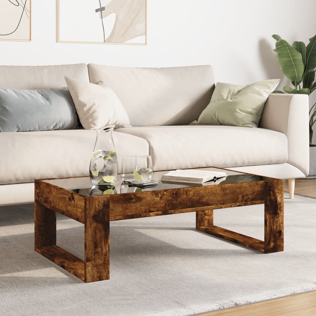 Table basse avec LED infini chêne fumé 90x53x30 cm - XIOS