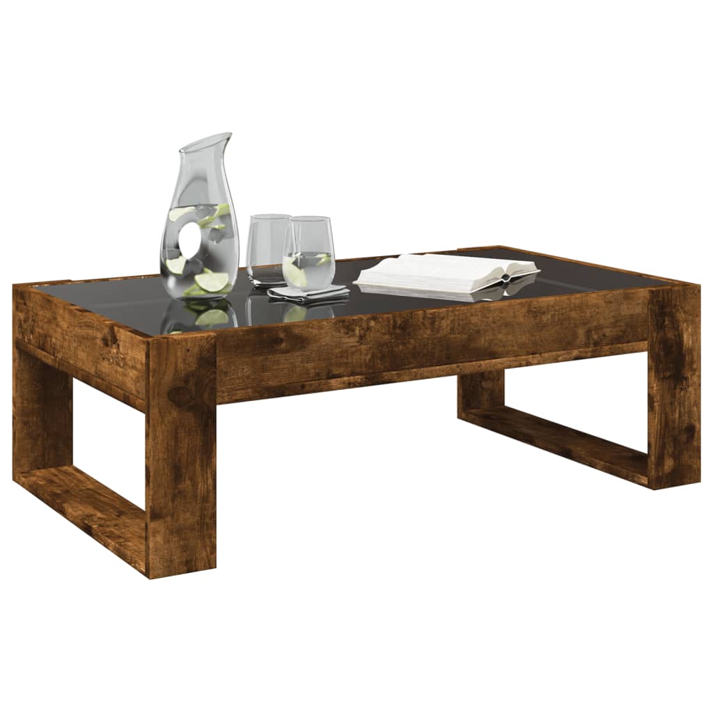 Table basse avec LED infini chêne fumé 90x53x30 cm - XIOS