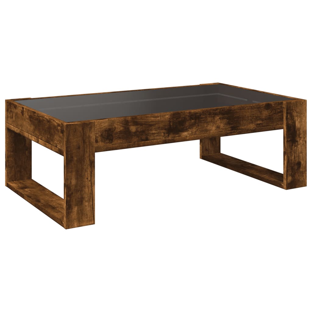 Table basse avec LED infini chêne fumé 90x53x30 cm - XIOS