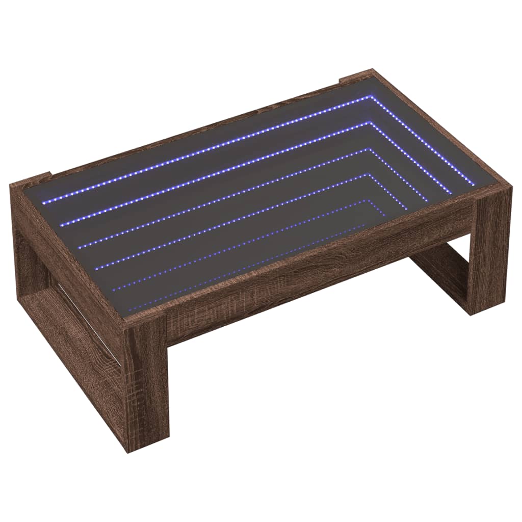 Table basse avec LED infini chêne marron 90x53x30 cm XIOS