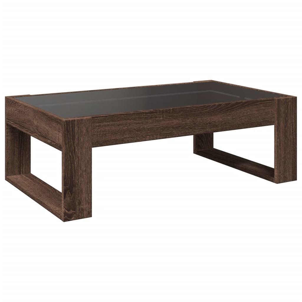 Table basse avec LED infini chêne marron 90x53x30 cm XIOS