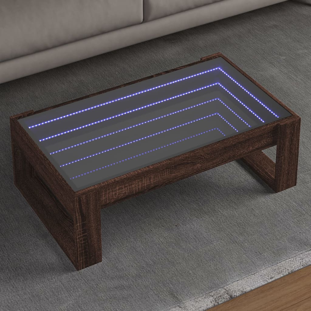 Table basse avec LED infini chêne marron 90x53x30 cm XIOS