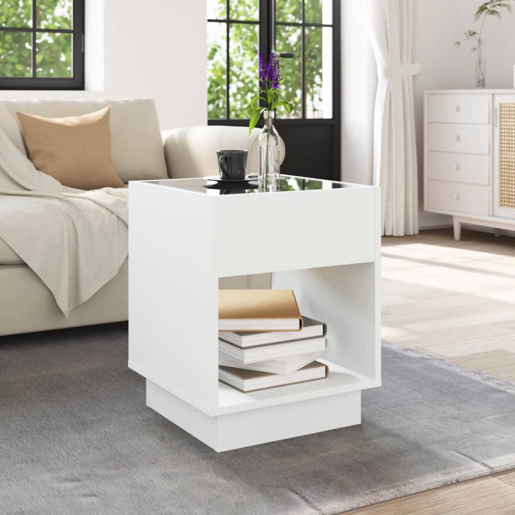 Table basse avec LED infini blanc 40x40x50 cm - XIOS