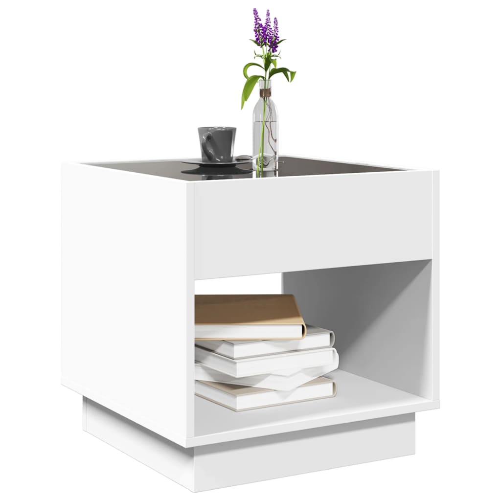 Table basse avec LED infini blanc 40x40x50 cm - XIOS