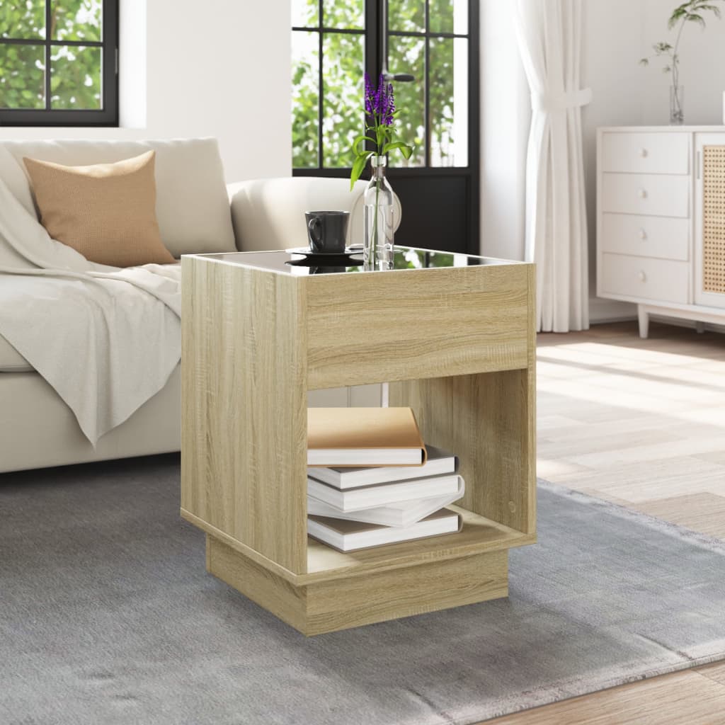 Table basse avec LED infini chêne sonoma 40x40x50 cm - XIOS