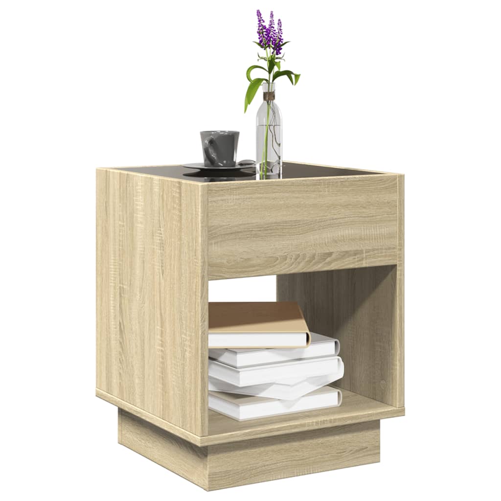 Table basse avec LED infini chêne sonoma 40x40x50 cm - XIOS