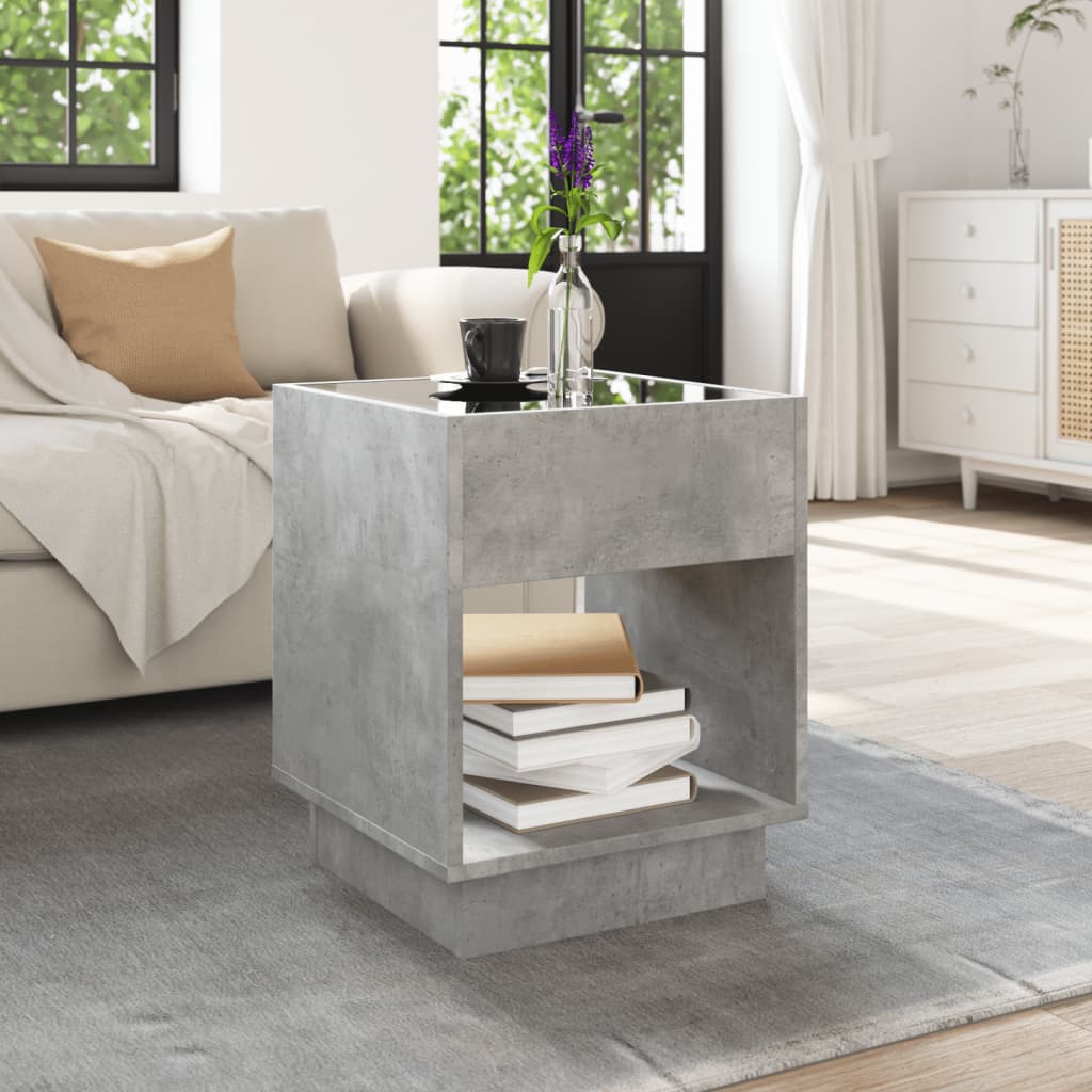 Table basse avec LED infini gris béton 40x40x50 cm - XIOS