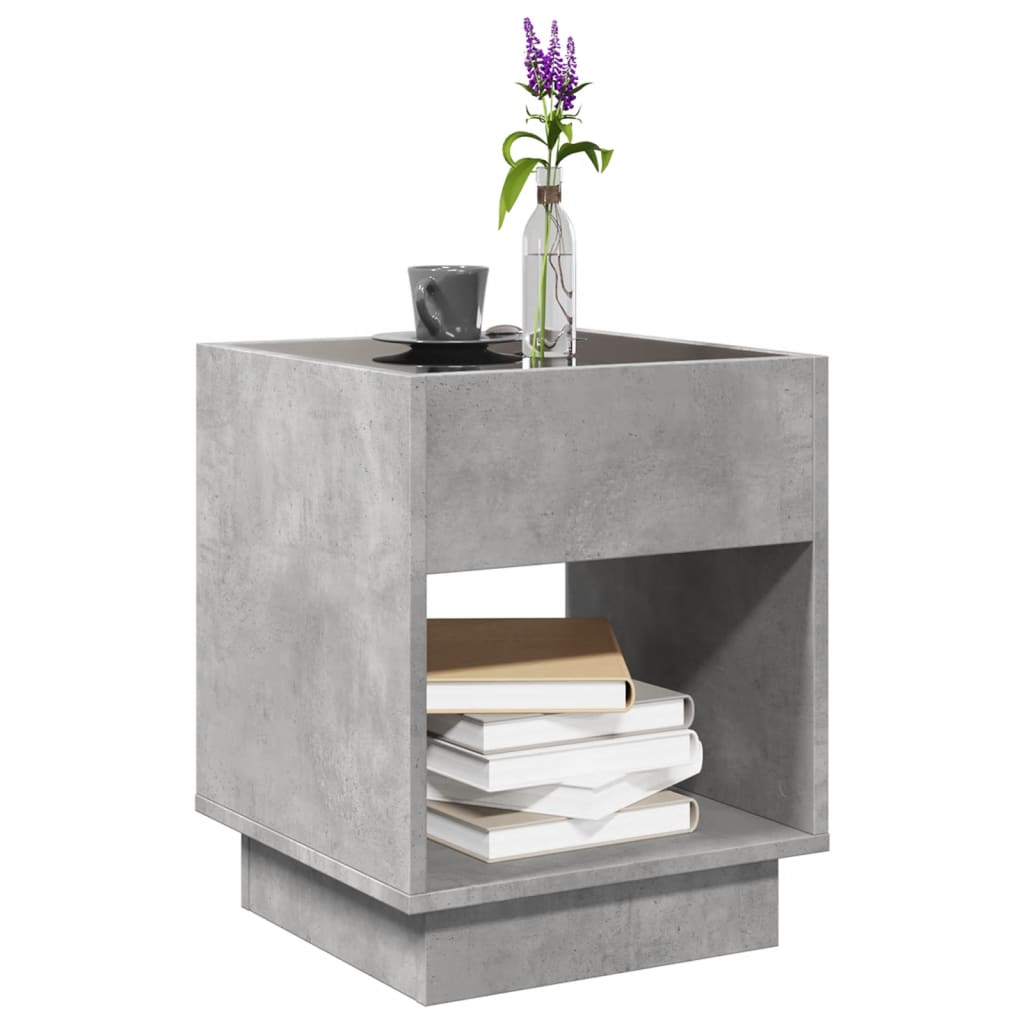 Table basse avec LED infini gris béton 40x40x50 cm - XIOS