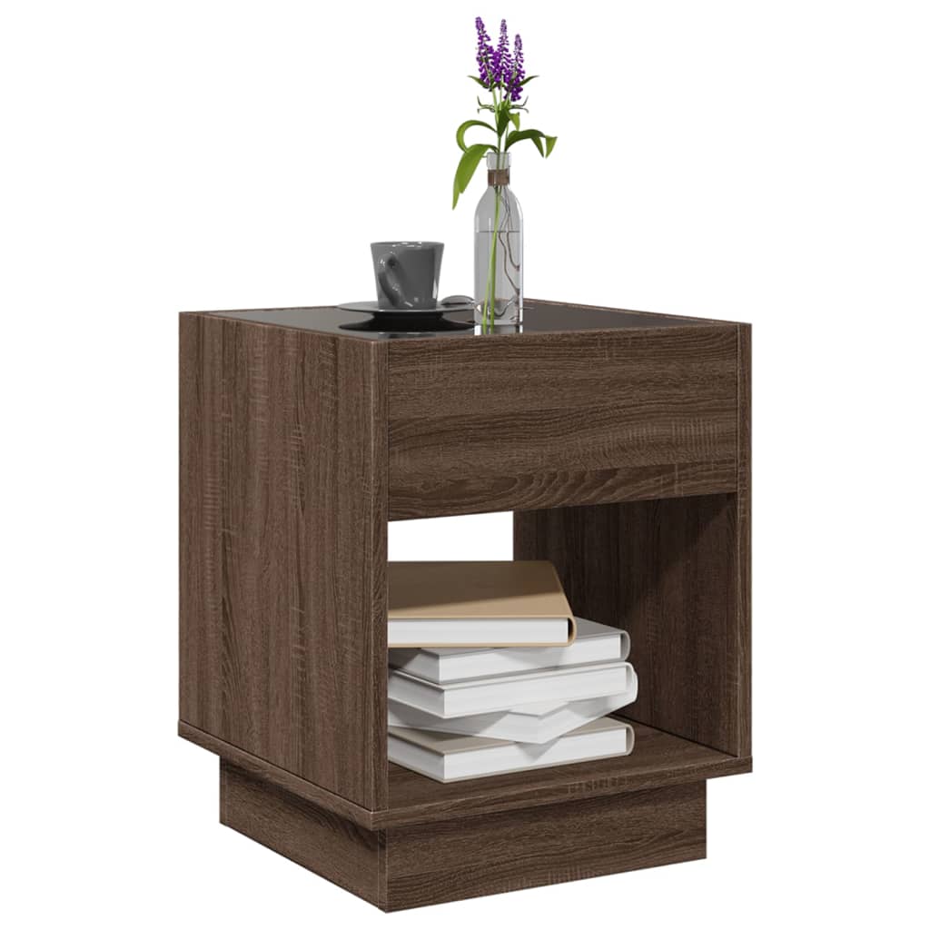 Table basse avec LED infini chêne marron 40x40x50 cm - XIOS