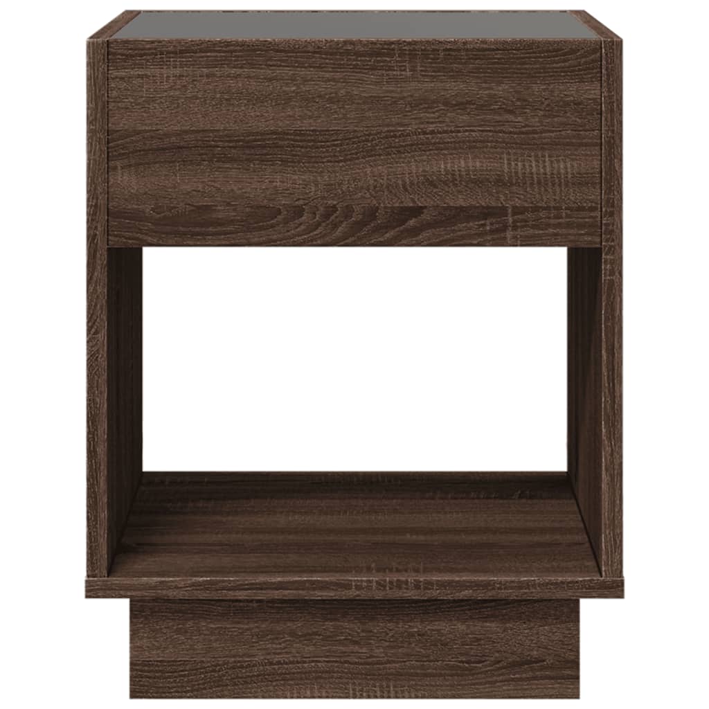 Table basse avec LED infini chêne marron 40x40x50 cm - XIOS