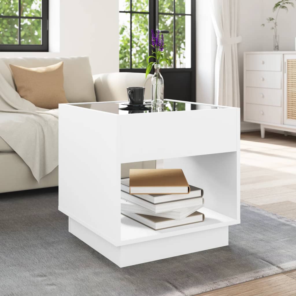 Table basse avec LED infini blanc 50x50x50 cm - XIOS