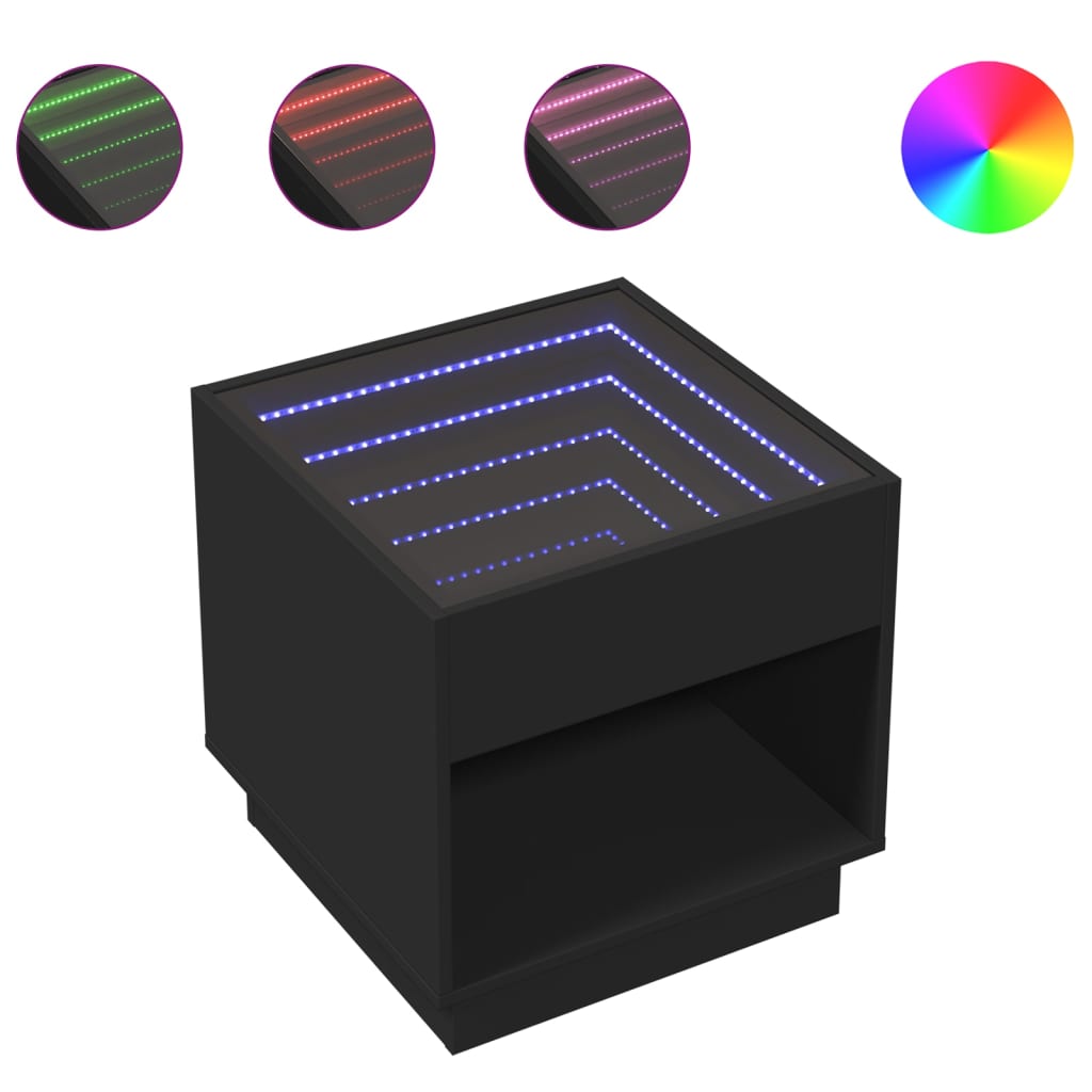 Table basse avec LED infini noir 50x50x50 cm - XIOS