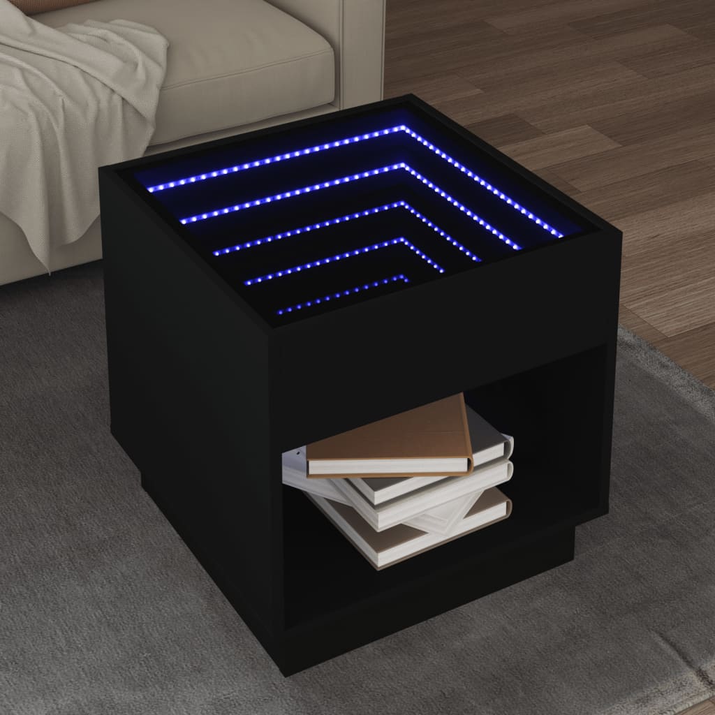 Table basse avec LED infini noir 50x50x50 cm - XIOS