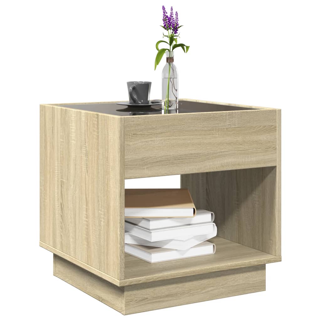 Table basse avec LED infini chêne sonoma 50x50x50 cm - XIOS