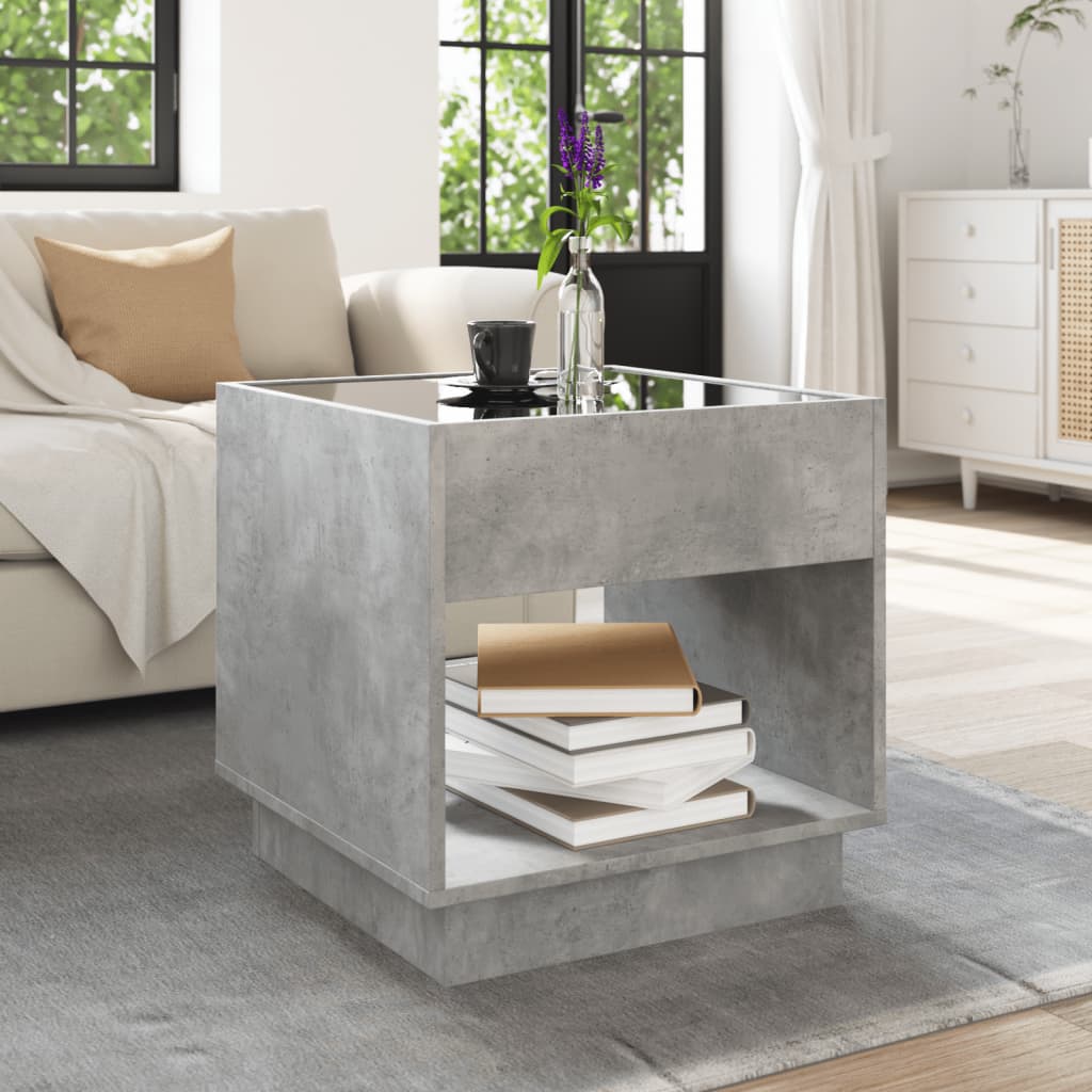 Table basse avec LED infini gris béton 50x50x50 cm - XIOS