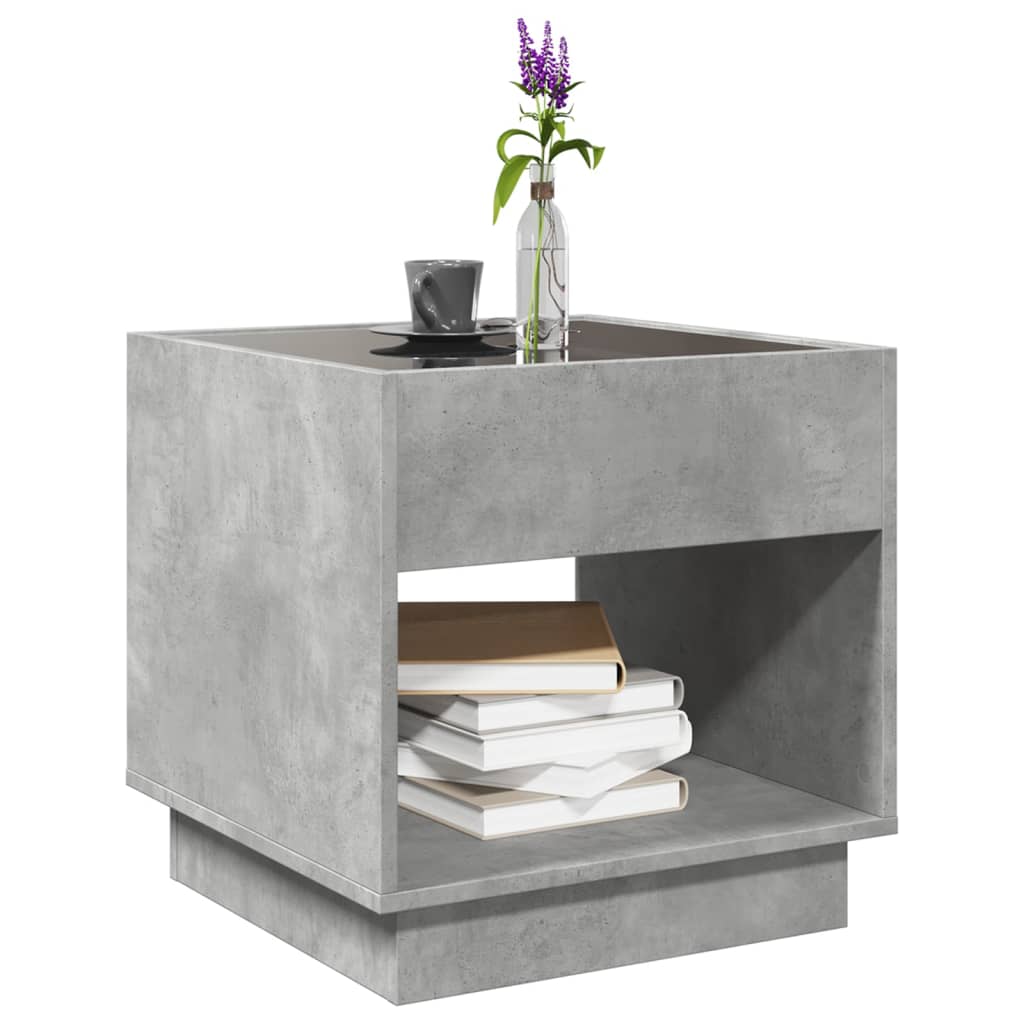 Table basse avec LED infini gris béton 50x50x50 cm - XIOS