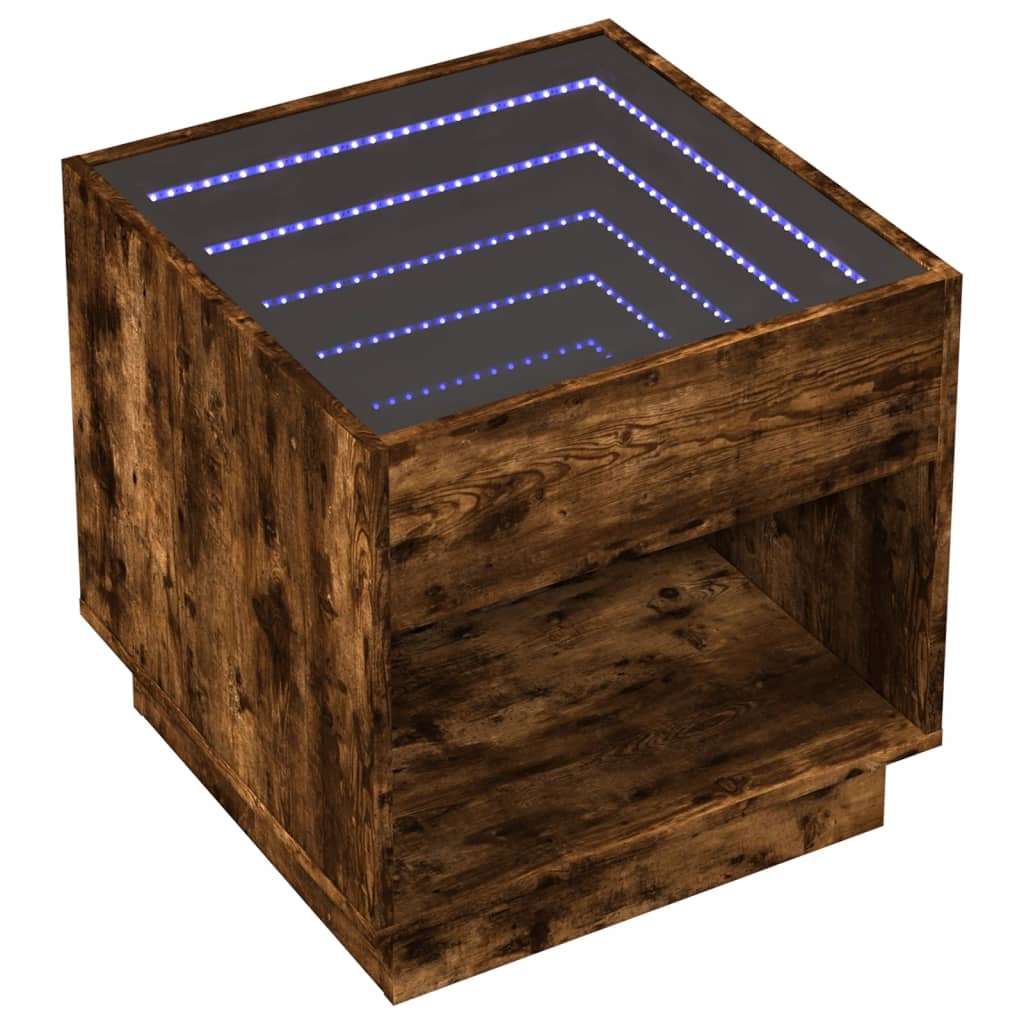 Table basse avec LED Infinity chêne fumé 50x50x50 cm - XIOS