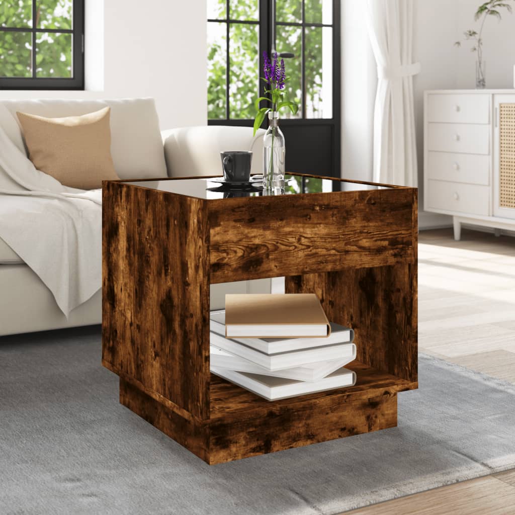 Table basse avec LED Infinity chêne fumé 50x50x50 cm - XIOS