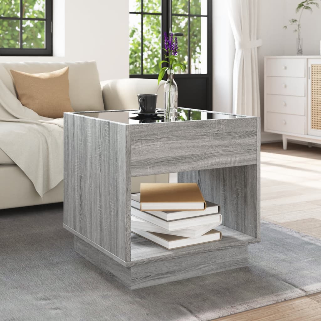 Table basse avec LED infini sonoma gris 50x50x50 cm - XIOS