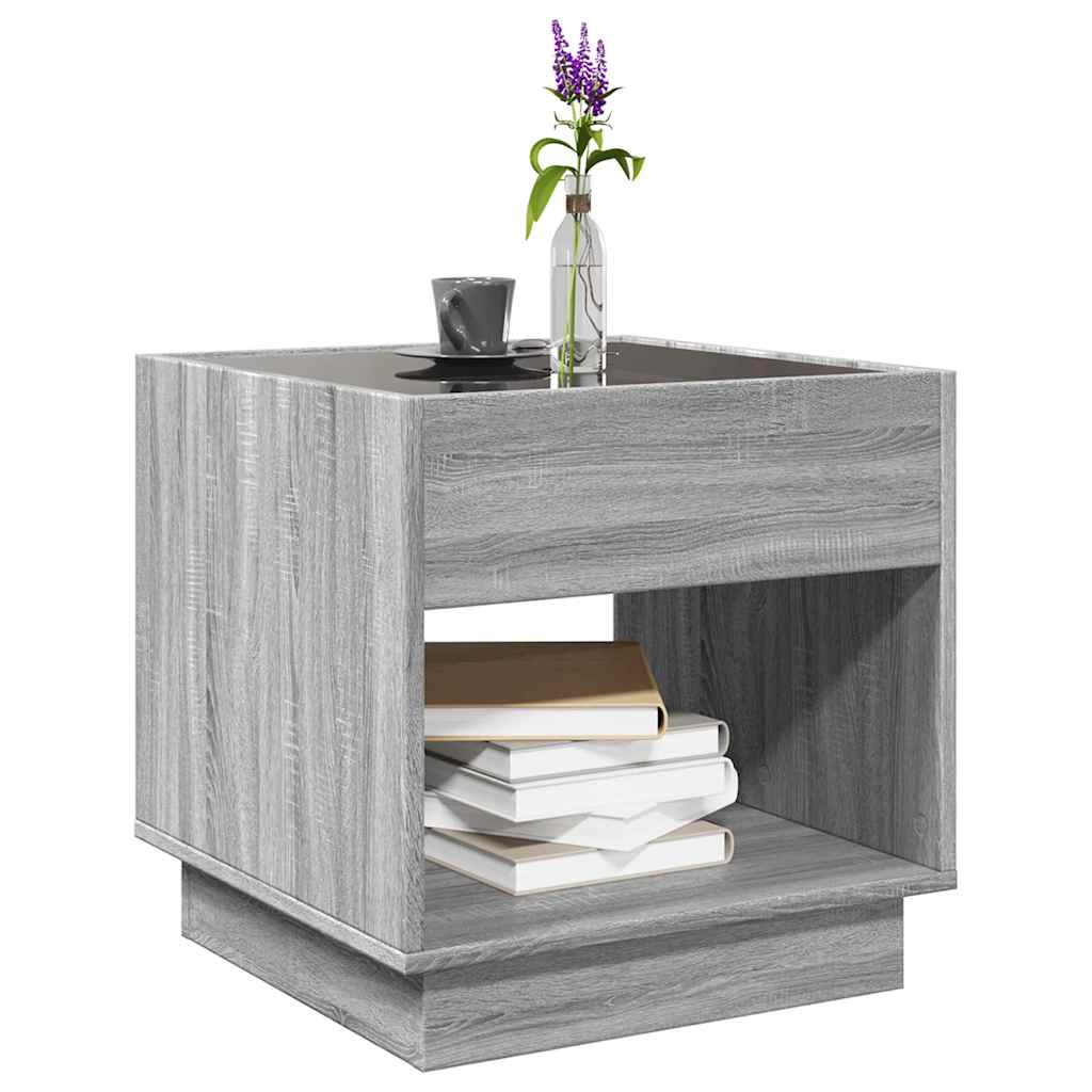 Table basse avec LED infini sonoma gris 50x50x50 cm - XIOS