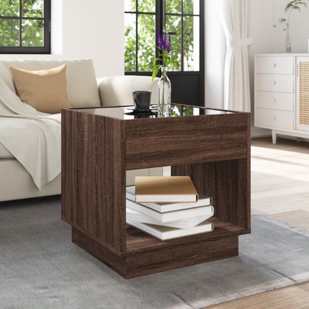 Table basse avec LED infini chêne marron 50x50x50 cm - XIOS