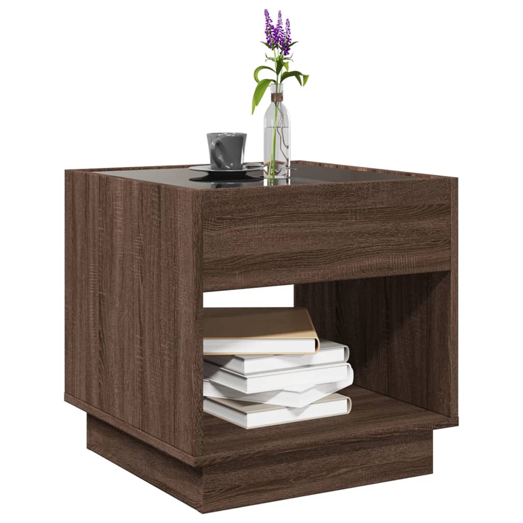 Table basse avec LED infini chêne marron 50x50x50 cm - XIOS