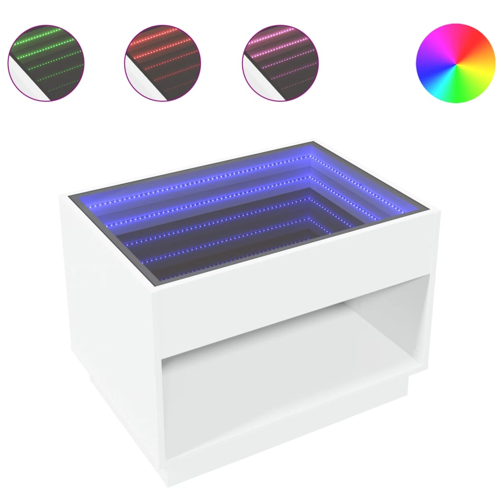 Table basse avec LED infini blanc 70x50x50 cm - XIOS